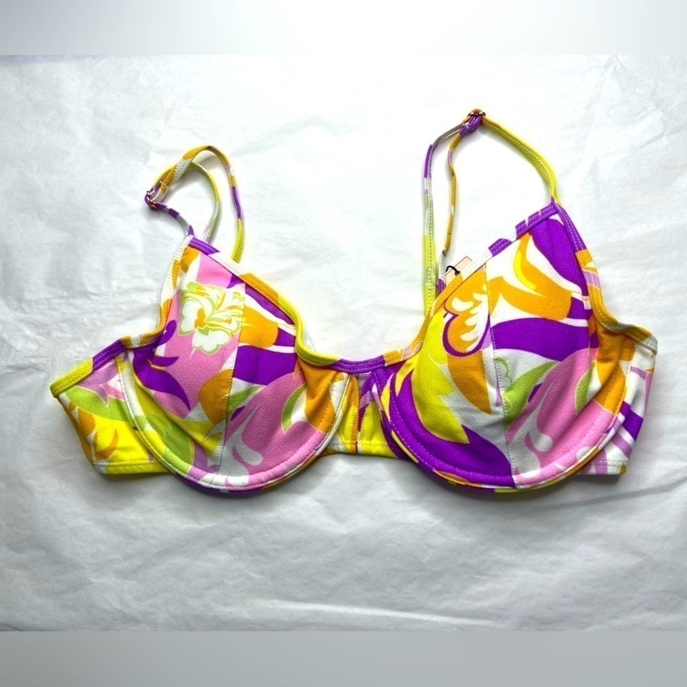BCBG Generation Multi Color Floral Bikini Top Large with Underwire